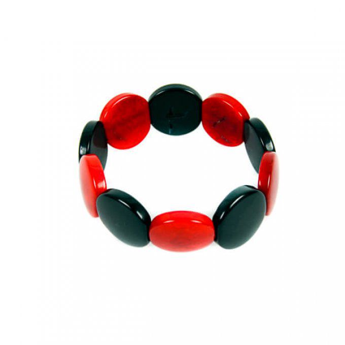 bracelet tagua couleur rouge et noir