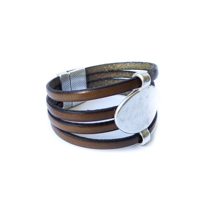 Bracelet cuir design Kaki