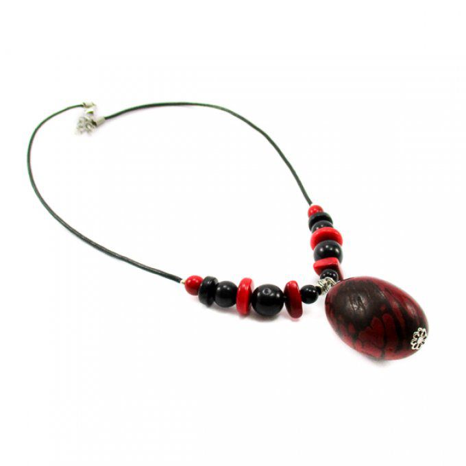 bijoux fantaisie pendentif tagua rouge