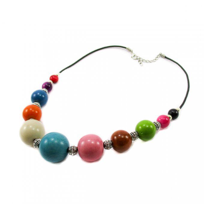 collier artisanal ethnique tagua multicolore