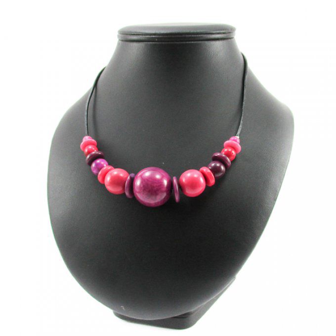 collier fait mains perles de tagua violet