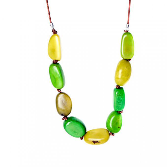 Collier long tagua vert