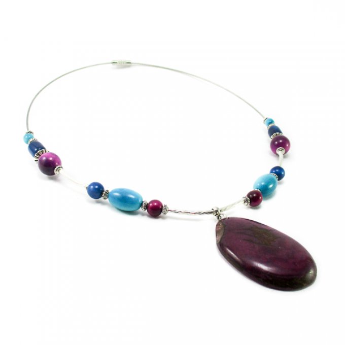 Collier ras du cou mauve 