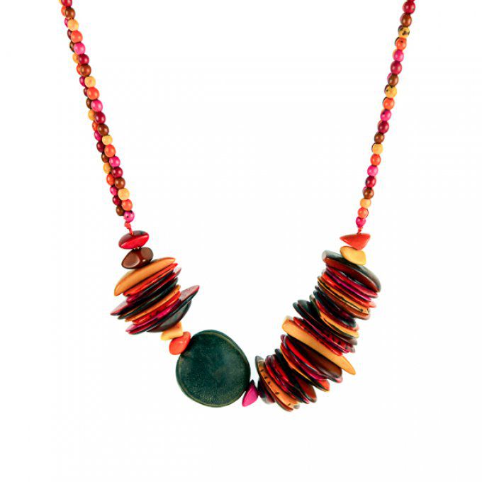 collier en tagua et oeil de boeuf