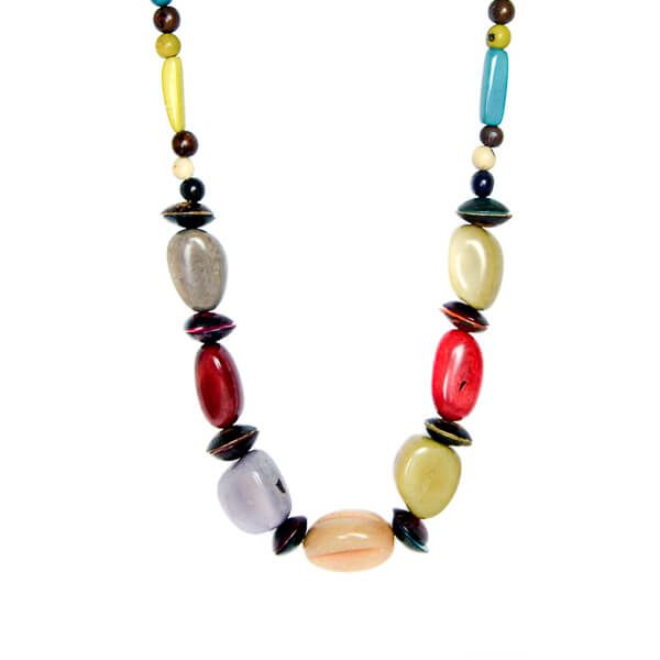 Collier en ivoire végétal multicolore