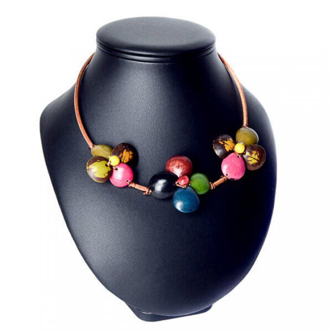 collier fleurs multicolore