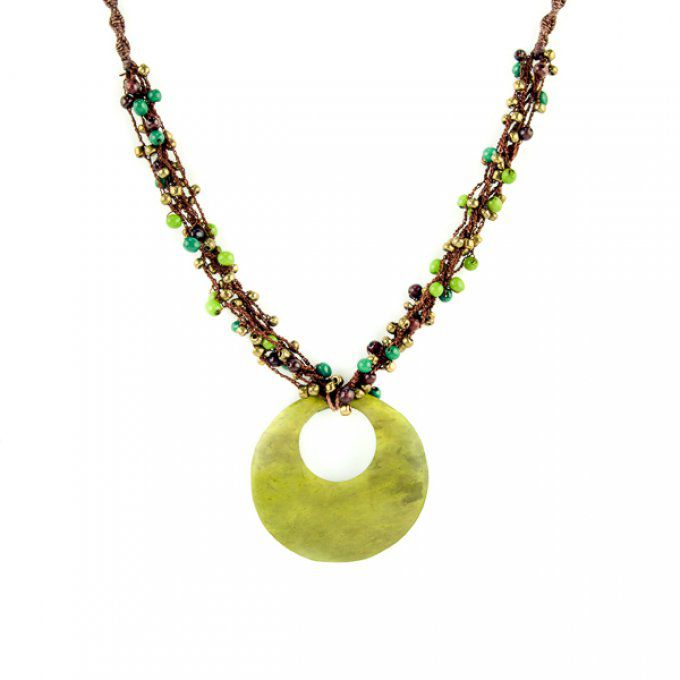 collier naturel pendentif coco vert