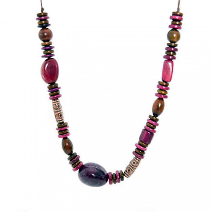 collier violet mauve en ivoire végétal