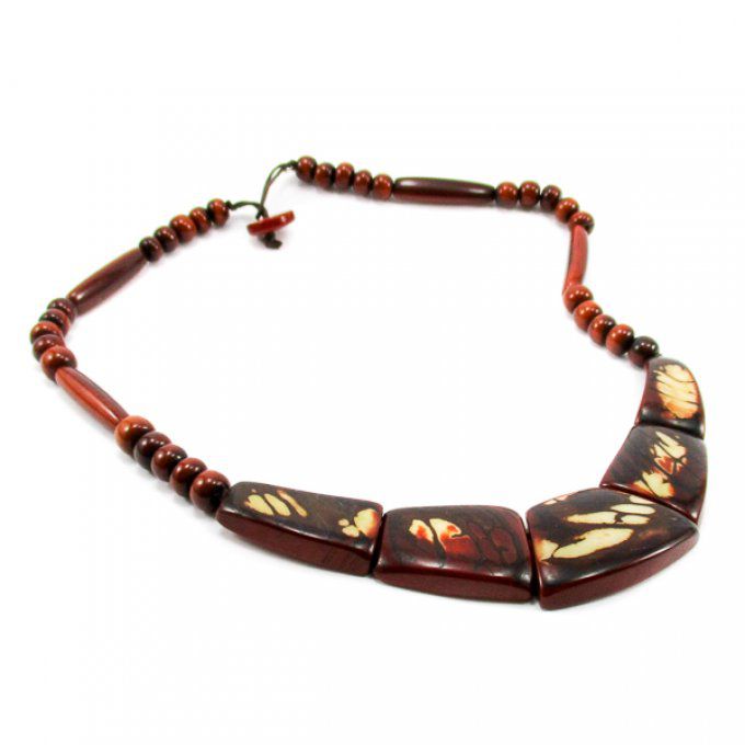 collier fantaisie en tagua marron