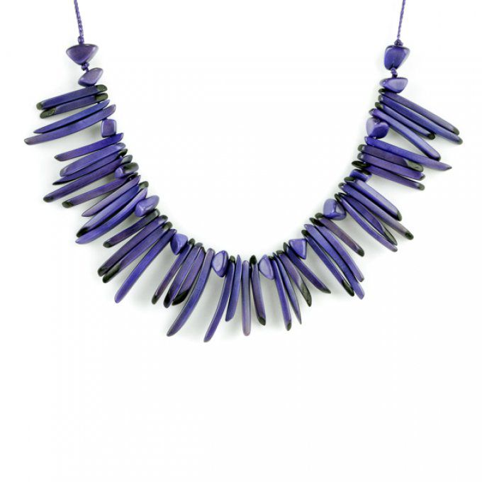 collier ethnique tagua violet