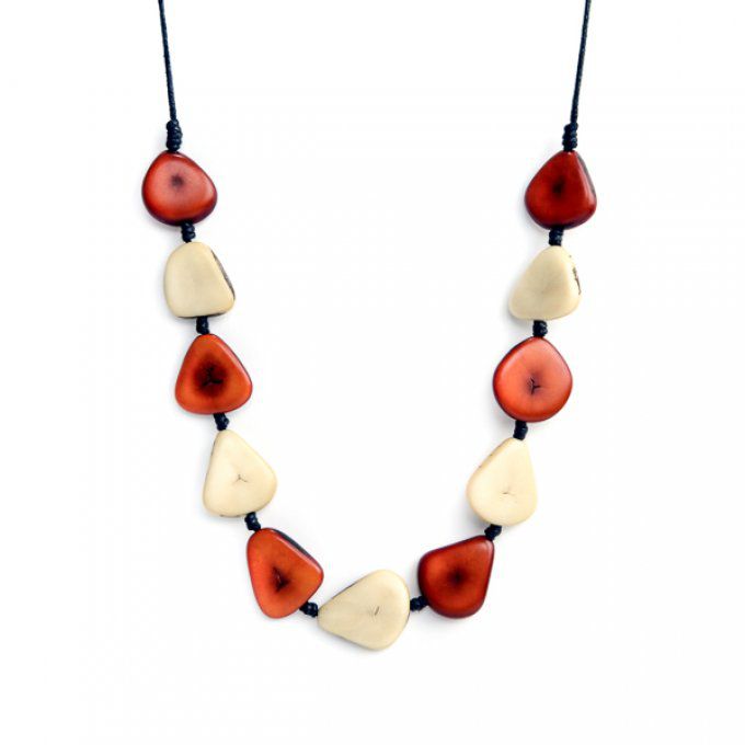 collier ethnique tagua marron naturel