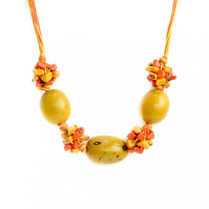 bijou écologique noix de tagua jaune orange