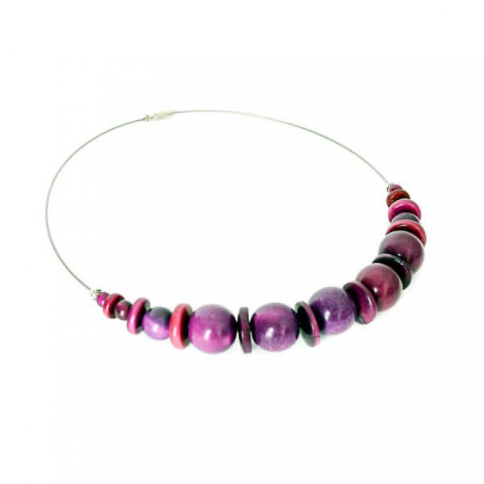 Bijou perles de tagua couleur violet