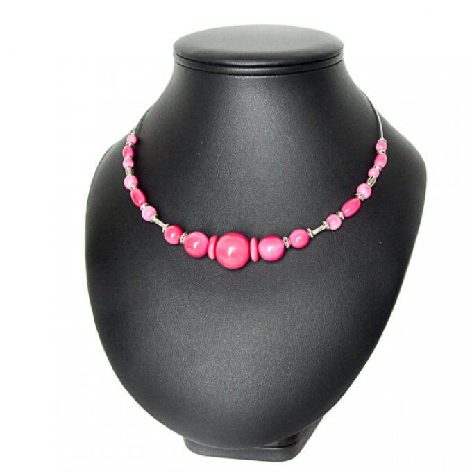 Bijou femme perles colorées rose