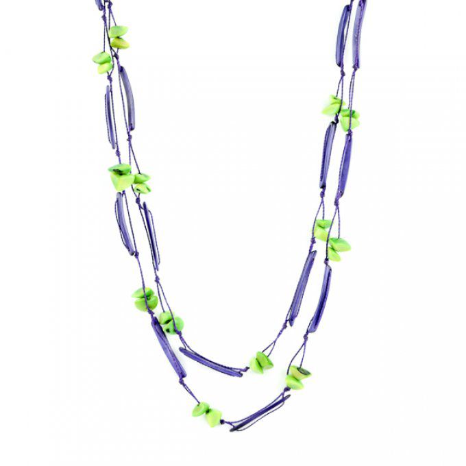 collier long pas cher tagua violet vert