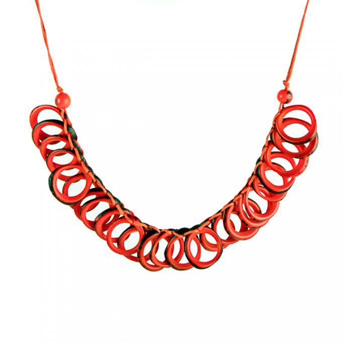 Collier rond de tagua orange