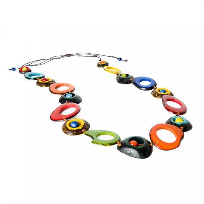 collier en ivoire végétal multicolore