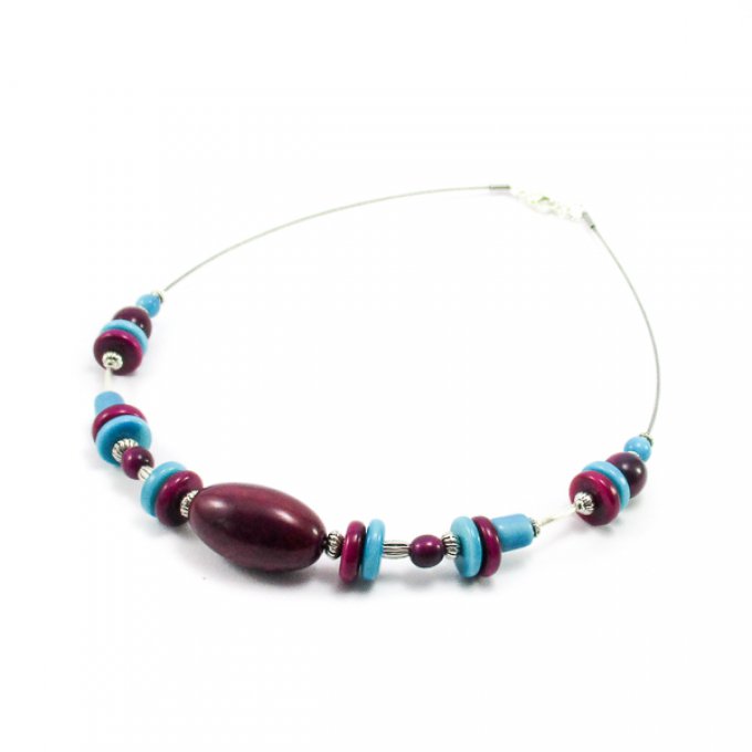 collier en ivoire végétal mauve