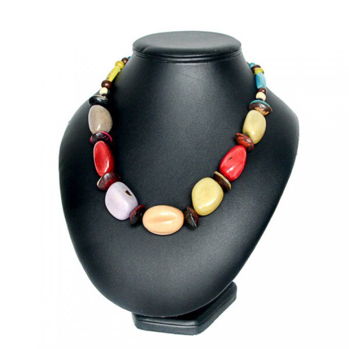 Collier chic et élégant tagua multicolore