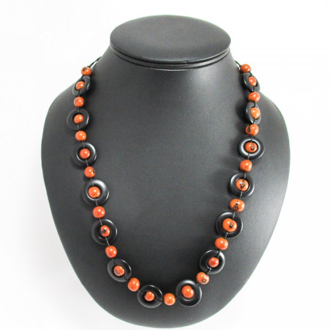 Collier petits ronds de tagua et graines Açaï