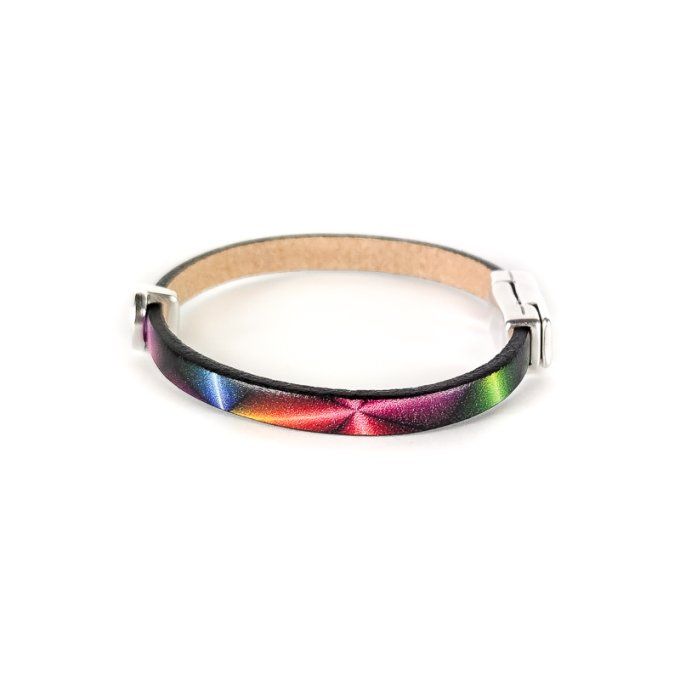 Bracelet CréaCuir Kids noir et fluo