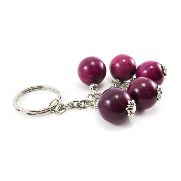Porte-clé perles d'ivoire végétal pourpre