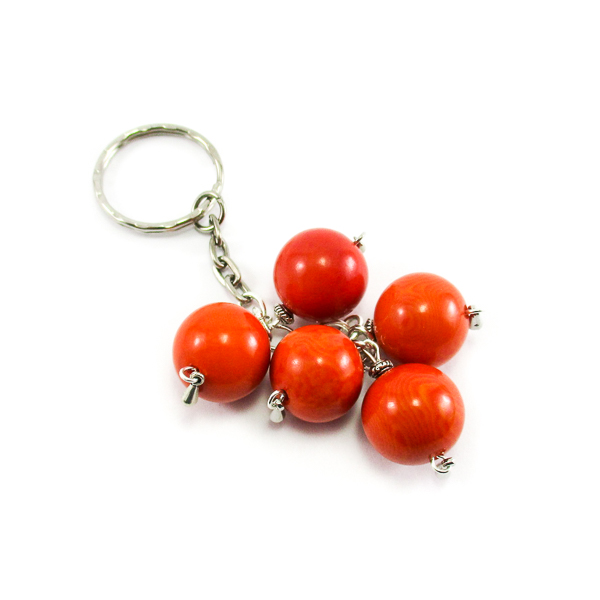 Porte-clé perles d'ivoire végétal orange