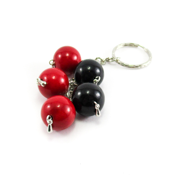 Porte-clé perles d'ivoire végétal rouge et noir