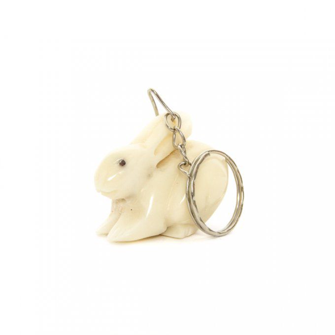 Porte-clé lapin nain en ivoire végétal