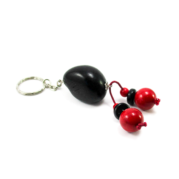 Porte-clé pendentif noir et perles végétales