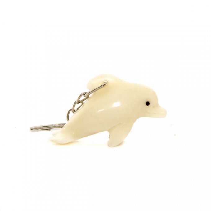 porte-clé original fait-mains figurine dauphin en ivoire végétal