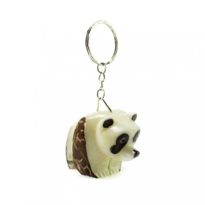 Porte-clé panda sculpté dans la noix de tagua