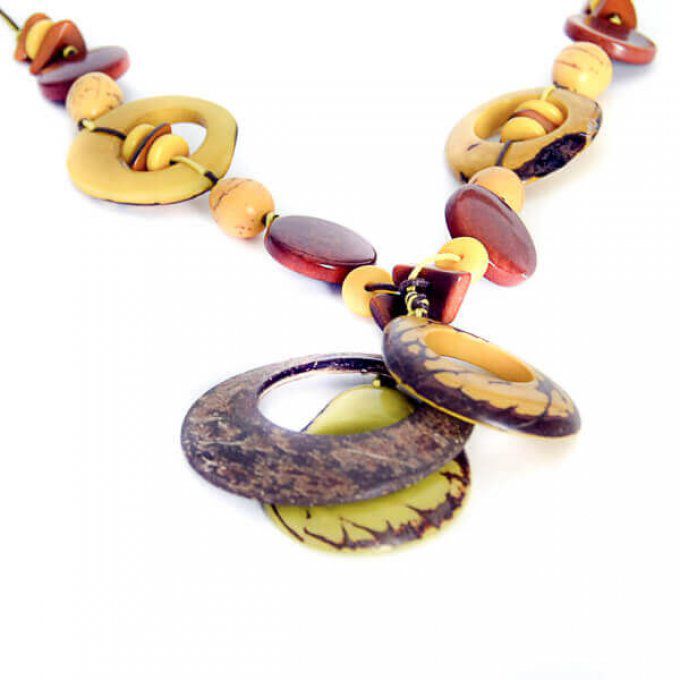 collier ajustable coco et tagua jaune