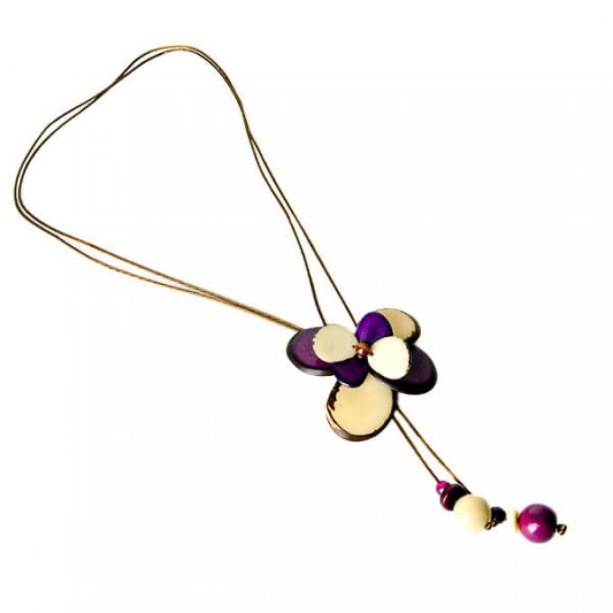 Collier fleur en tagua naturel