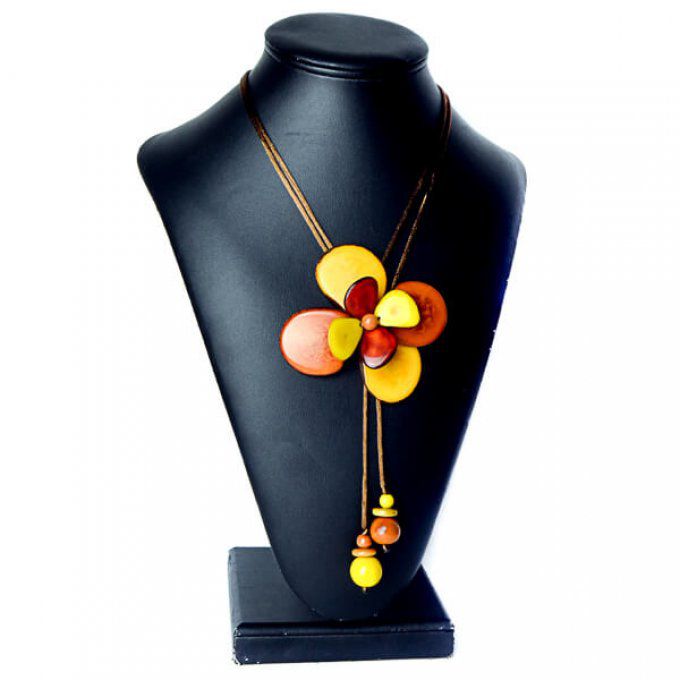 Bijou artisanal élégant fleur jaune marron