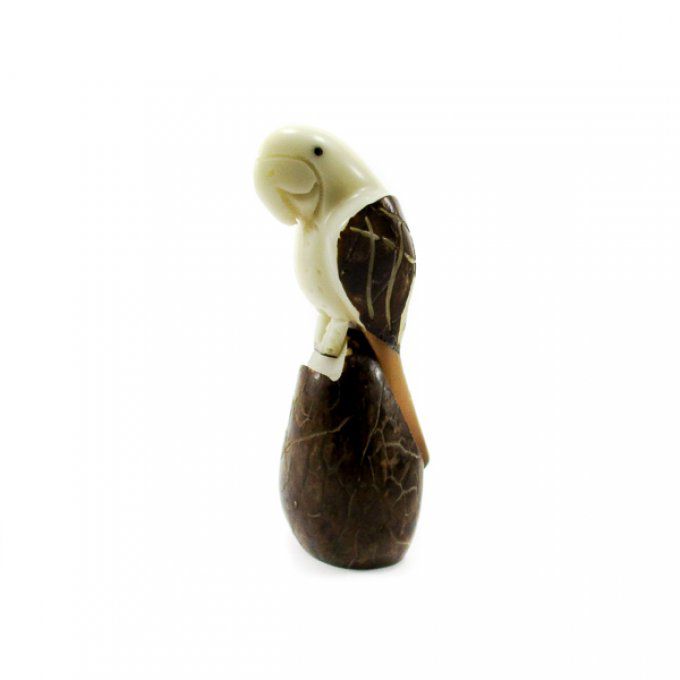 Figurine perroquet sculptée dans la graine de tagua