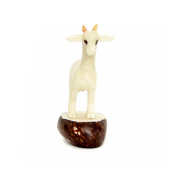 figurine déco artisanale chèvre en ivoire végétal