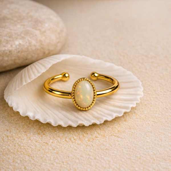 bague chic en plaqué or et opale naturelle bague chic en plaqué or et opale naturelle