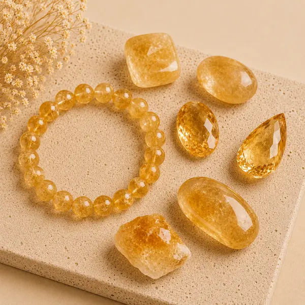 Perles et pierres polies en Citrine