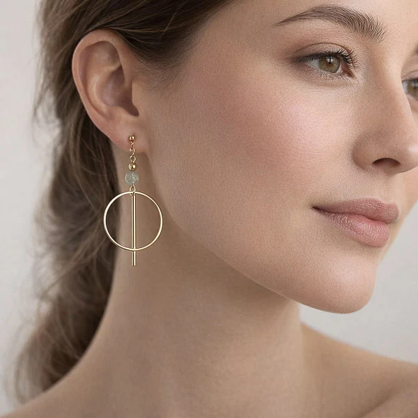 Boucles d’oreilles dorées élégantes avec pierre naturelle personnalisable