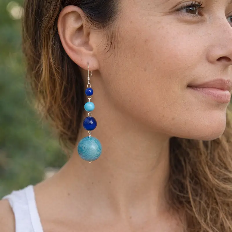 Boucles d'oreilles perles d'ivoire végétal