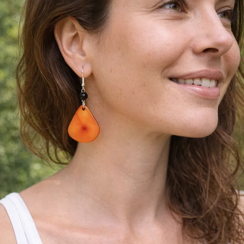 Boucles pétales ivoire végétal orange