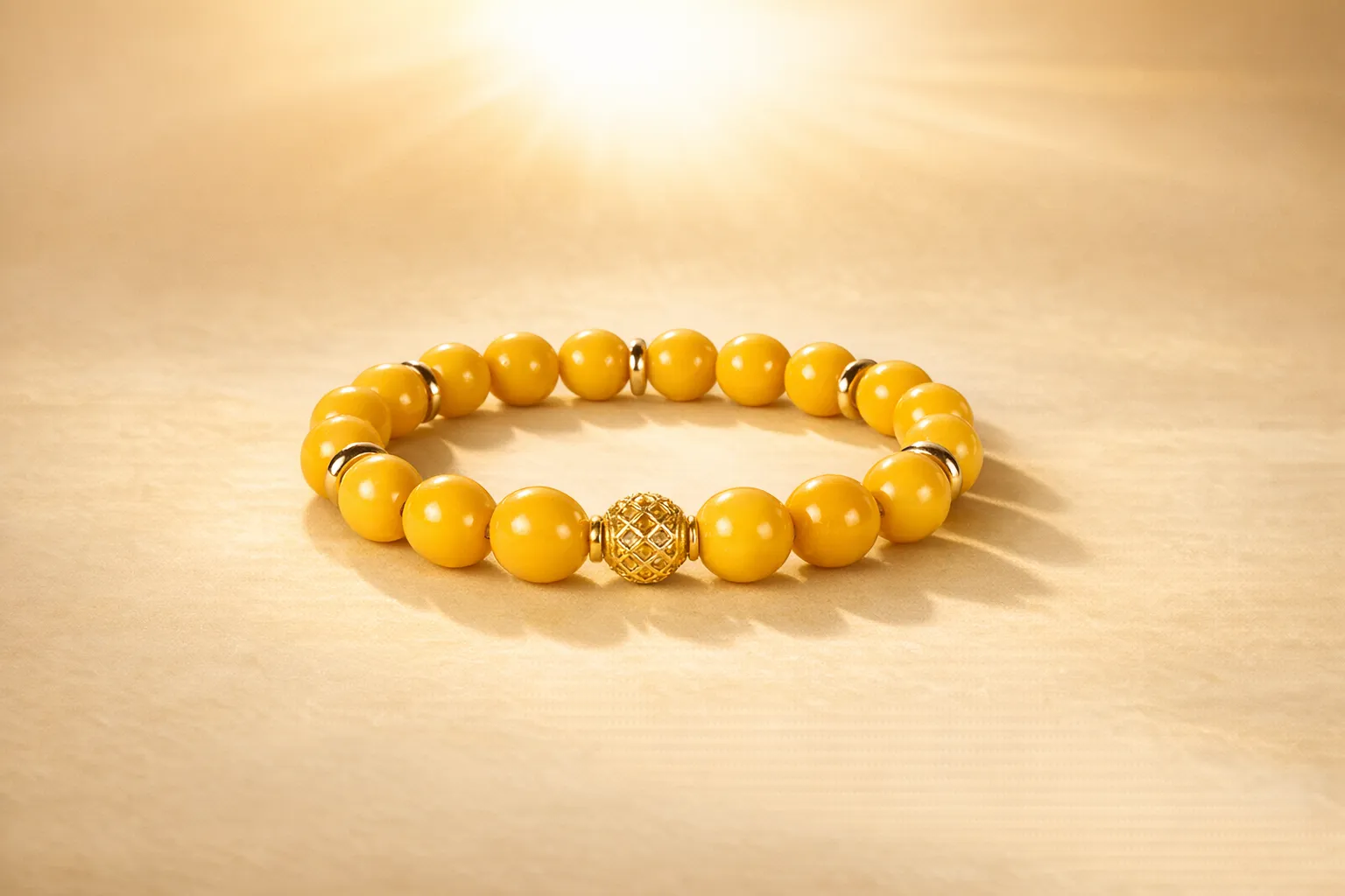 Bracelet perles végétales jaune