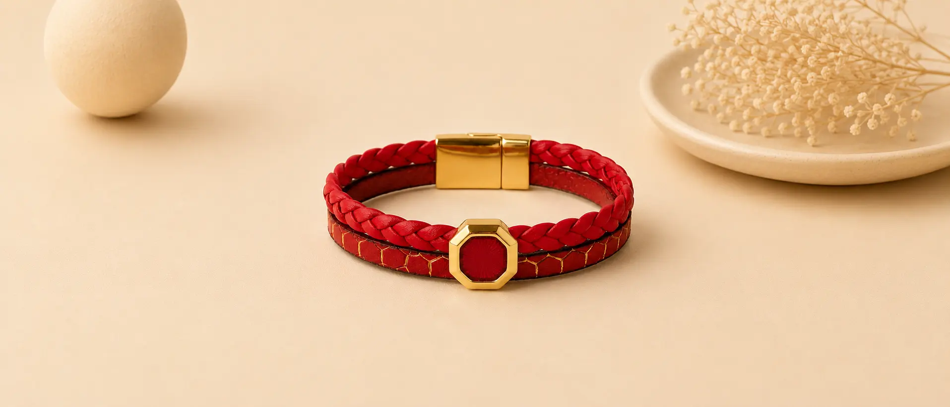 Bracelet en cuir rouge à personnaliser soi-même