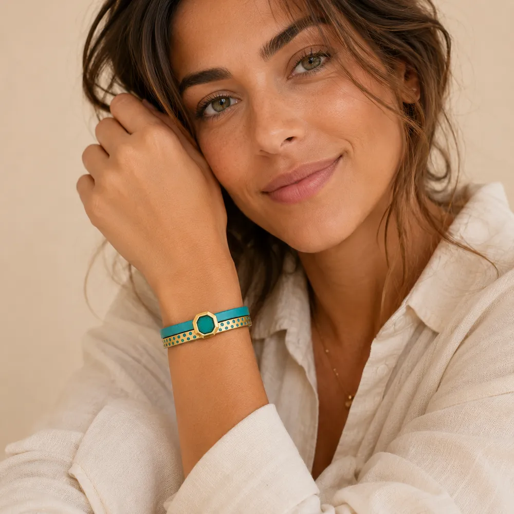Bracelet à personnaliser en cuir véritable et charms