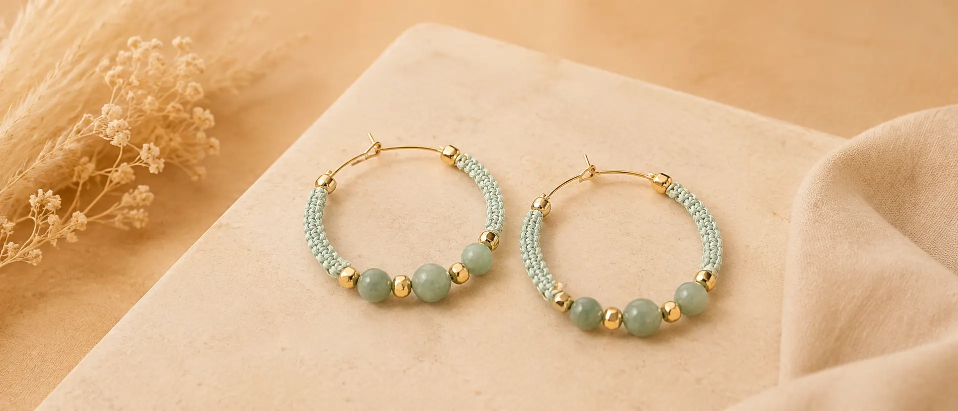 Créoles bohème chic turquoise fait main