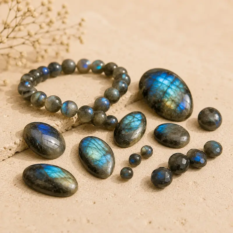 Perles et pierres polies en Labradorite