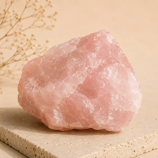 morceau de quartz rose brut